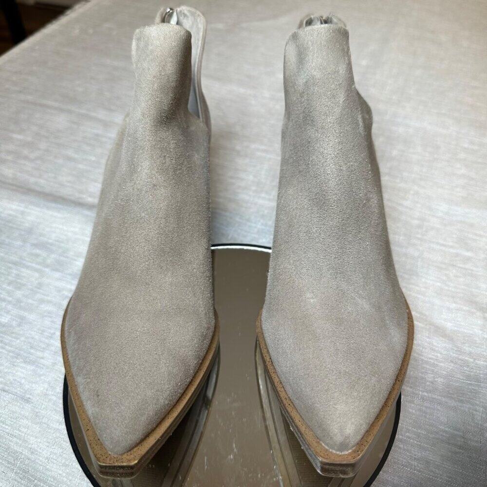 Vince Camuto Gigietta Women Taupe Leather Ankle Boots Block Heel Zip Size 9M - Picture 2 of 9